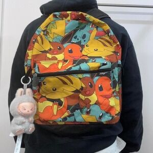 2016 Pikachu Charmander Squirtle Pokémon backpack with poke ball keychain